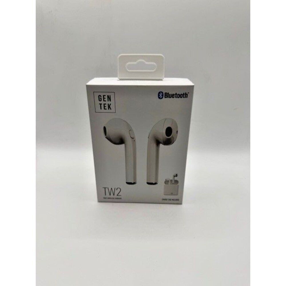 Gen Tek TW2 Bluetooth Wireless Earbuds w/ Charging Case White New Open Box
